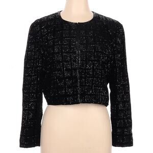 Niteline Della Roufogali Vintage Designer Beaded Bolero Blazer Jacket Black LRG